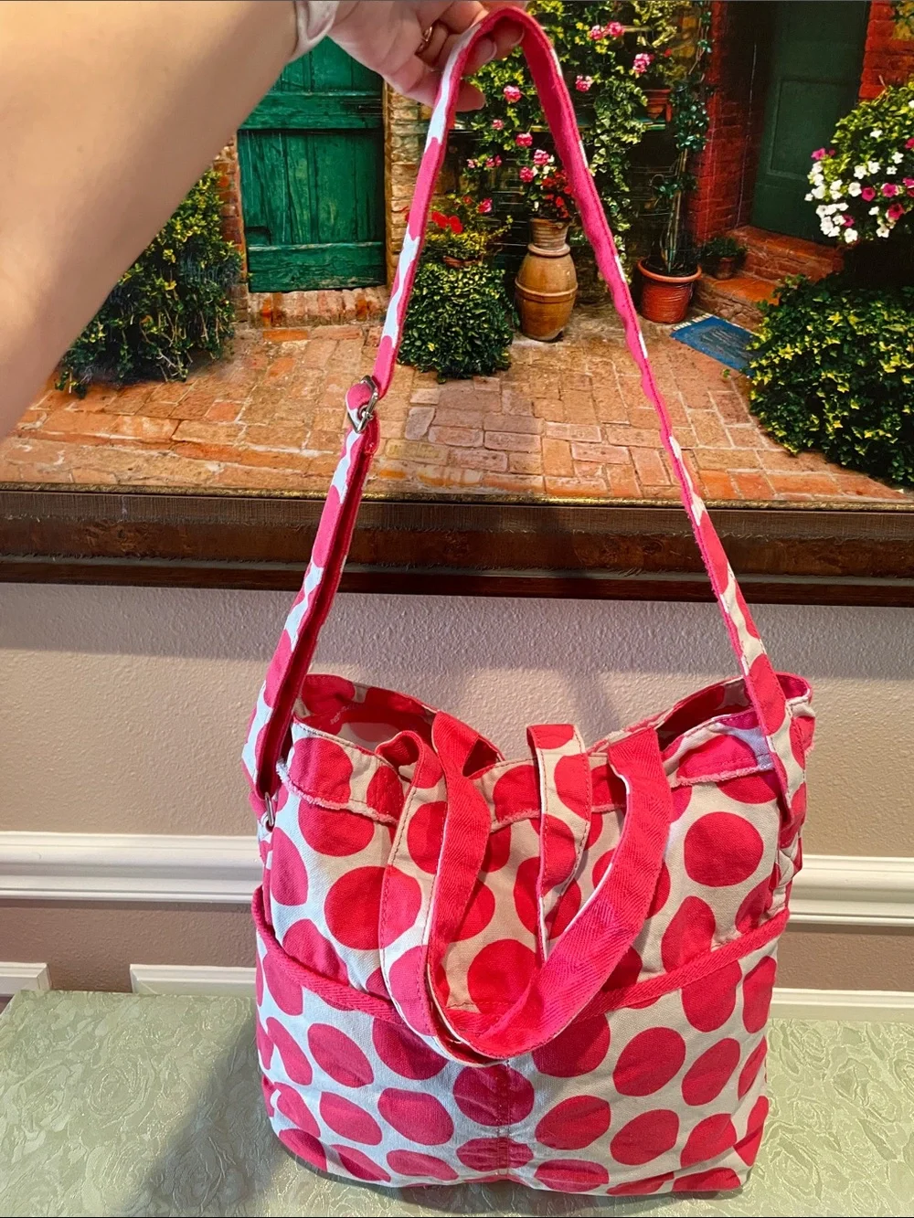 Thirty-One Retro Metro Fold Over Canvas Tote Bag